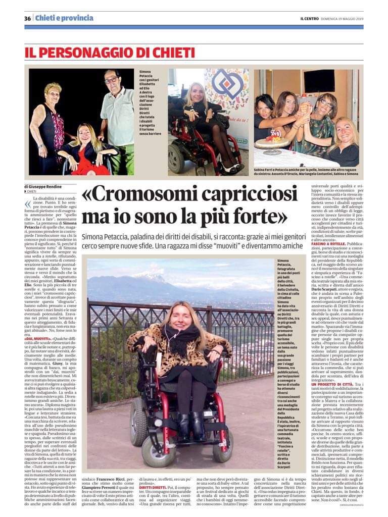 Il Centro - Chieti, 19/05/2019. #turismo #accessibilità #giornalismo #comunicazione #dirittidiretti #simonapetaccia #quantocipiaccionoisorrisi