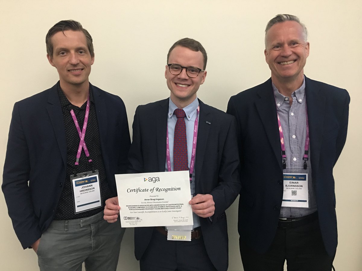 Me and Jóhann Páll Hreinsson who have been supervising Arnar Bragi Ingason, were very proud when he presented at DDW and received an early investigator award