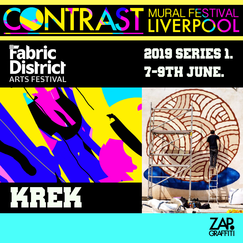 contrastmural's tweet photo. Contrast Mural Fest is back! 
Series 1: 7-9th June #FDartsfest in the Fabric District Liverpool
Second Artist announcement: KREK will be creating works alongside a whole hosts of artists over the weekend! Stay tuned! 
https://t.co/4abM6jAEwm https://t.co/ATzprxOztt
