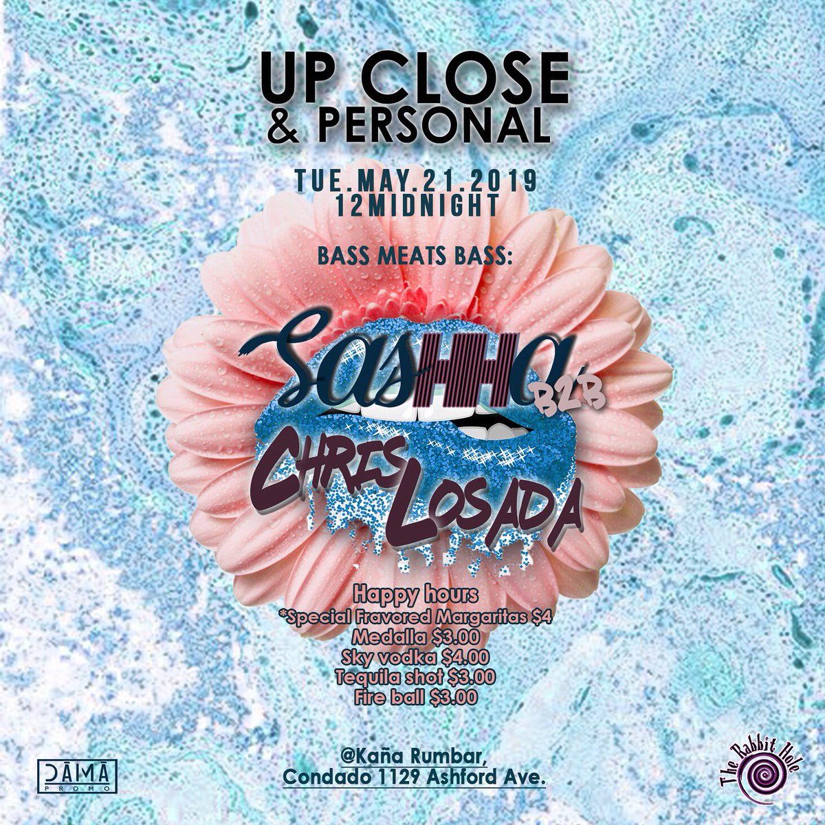 DjSashha's tweet photo. THIS TUESDAY!! LIKE EVERY TUESDAY 
•Up Close &amp; Personal• 
BRINGING THE BEST TALENTED UNDERGROUND DJS FOR YOU TO HEAR😏💃🏼. Hosted by: @DSashha and This time we got the Bass daddy @ChrisLosadaPR to go b2b! 👸🏼BASS MEATS BASS 😈 -Special Summer Sangria $4
*FreeCover//12Midnight https://t.co/zE77dFctEg