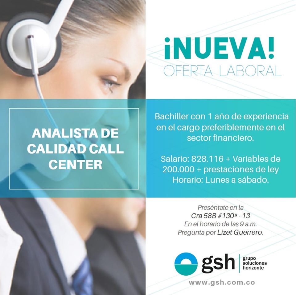 Analista de calidad Call Center
#TrabajoSiHay #Bogotá #Jobs #Job #rabajo