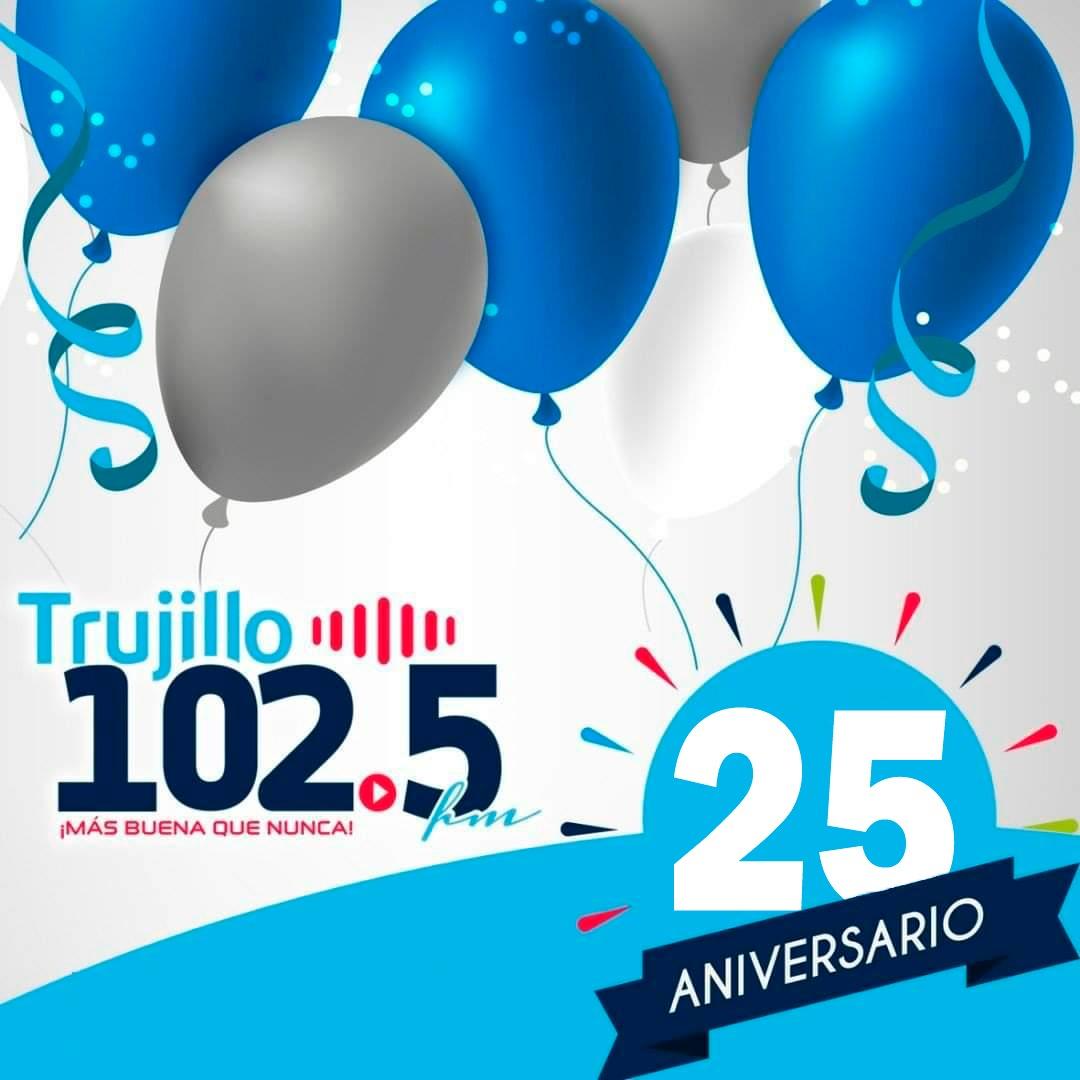 Estamos de aniversario, son #25DeLa102 llevando información y entretenimiento a todo el estado #Trujillo 
Gracias por tú preferencia,  gracias por tú sintonía. 
Crecemos y evolucionamos a pesar de la la circunstancias.
Gracias a ustedes #La102MásBuenaQueNunca