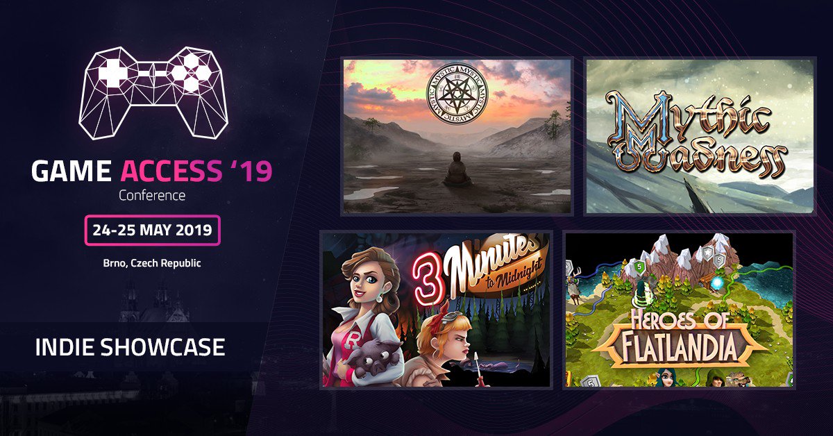 GameAccessConf's tweet photo. We are bringing you more and more games! On Game Access check out @Mythic_Madness, Heroes of Flatlandia, @VideoMystic and 3 Minutes to Midnight from @scaringcrows and see them getting famous literally before your eyes! https://t.co/kR1U4cTAio