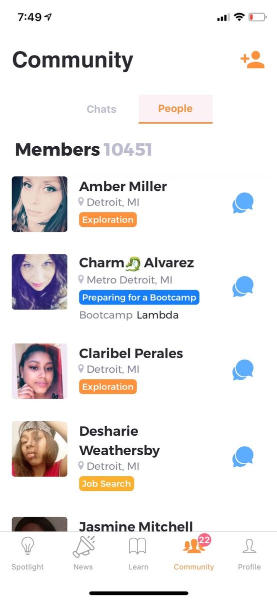 rubenharris's tweet photo. @rei_blanco Have you tried the Search function on the Community tab? These are all people in Detroit. Send them a message cc @ArturMeyster @timurmeyster https://t.co/eTszzOI30o