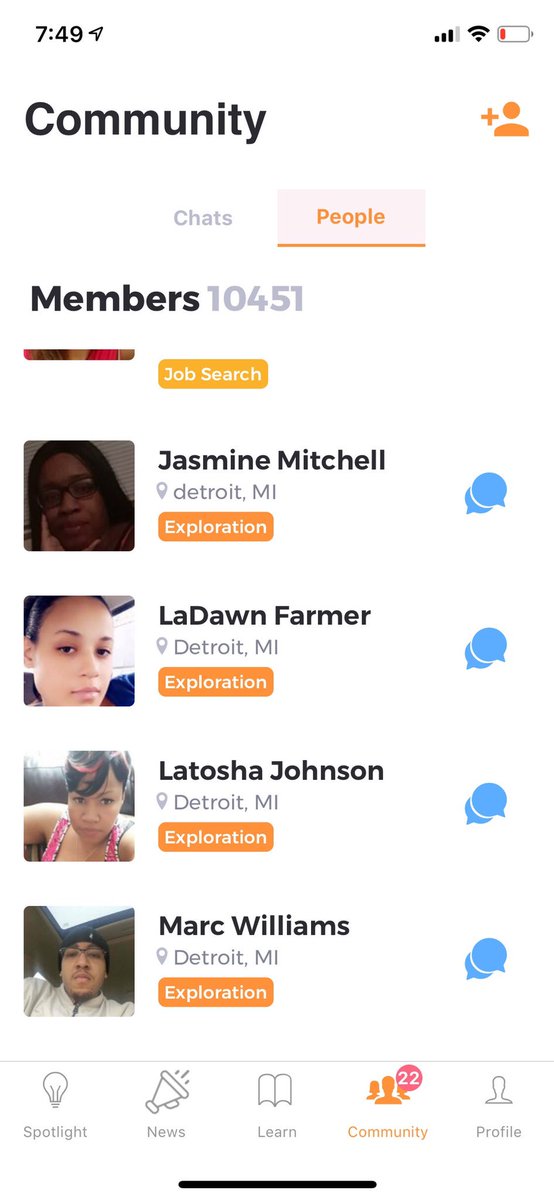 rubenharris's tweet photo. @rei_blanco Have you tried the Search function on the Community tab? These are all people in Detroit. Send them a message cc @ArturMeyster @timurmeyster https://t.co/eTszzOI30o
