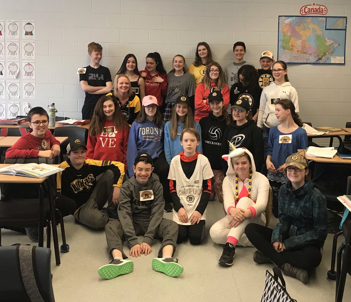When you lose a bet with your teacher, she’ll hold you to it! <a href="/CMS_Tigers/">Clarenville Middle</a> <a href="/NHLBruins/">Boston Bruins</a> #cmstalk #bruinswineasternconference