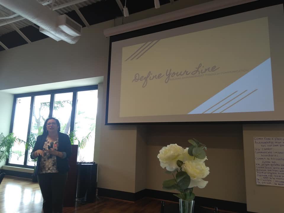 NLC_Houston's tweet image. NLC 2019 Houston Fellow Annaliese Bustillo gives a spark talk on launching the Define Your Line campaign @UHouston a campus-wide conversation about consent, empowerment, &amp;amp; sex positivity. #NLCHouston #NLC #sparktalk #NLCFamily