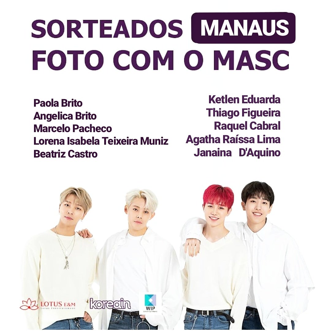 revistakoreain's tweet photo. Aqui estão os sortudos que vão subir ao palco hoje para tirar uma foto com o MASC, em MANAUS 🍀
.
Você ainda pode garantir seu ingresso pelo site https://t.co/EfhAQDh0ES ou na bilheteria do teatro à partir das 14h 🎶
.
Nos vemos lá! ❤️
.
#MASCinBrazil #mascnobrasil #kpop #masc https://t.co/jdldaIhAtf