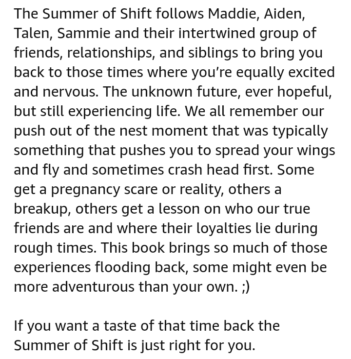 booksbytt's tweet photo. Another review is in for The Summer of Shift!!!
#WritingCommunity #Indieauthor #romancewriter #lifelessonsseries #thesummerofshift #theseasonofquestions #dreambigdreamoften https://t.co/Otk2eymuAM
