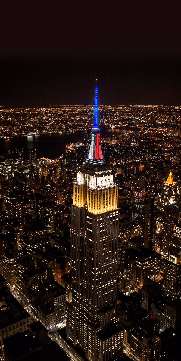 For the 11th consecutive year <a href="/EmpireStateBldg/">Empire State Building</a> in partnership with #FDNY will be illuminated yellow, white and blue tonight in celebration of National #EMSWeek. A special light show will be on display for 5 minutes at the top of every hour, honoring first responders across NYC.