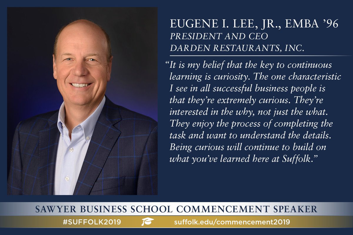 Suffolk_U's tweet photo. On top of instilling some really great words of wisdom, Gene Lee also bought dinner for all our business school grads—$100 gift card each! #Suffolk2019 https://t.co/vxpe4aIet6