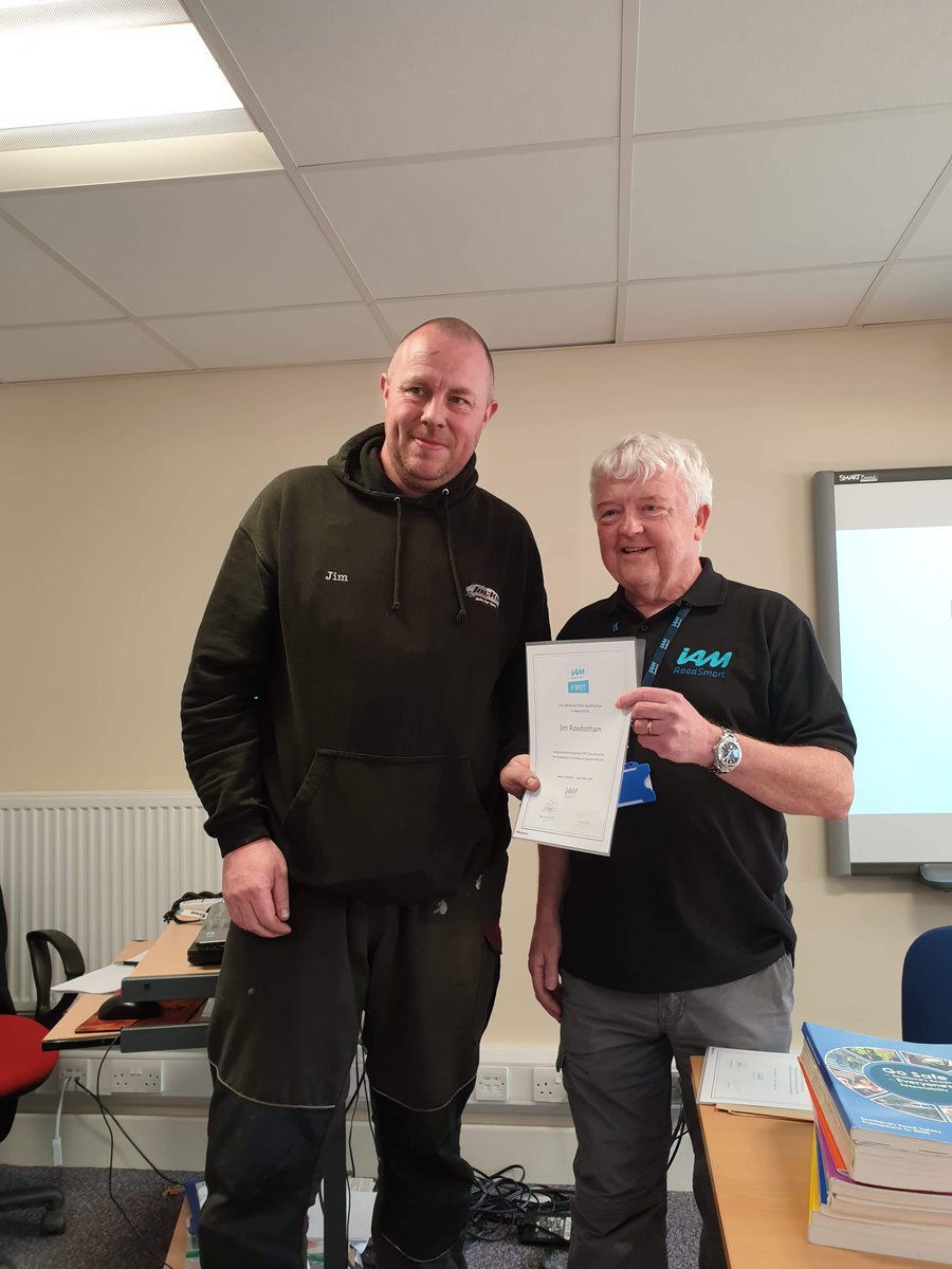 <a href="/IAMRoadSmart/">IAM RoadSmart</a> <a href="/STulipIAM/">Scott Tulip</a>  Jim Rowbotham being presented with his Advanced Riders certificate at the last group event.
