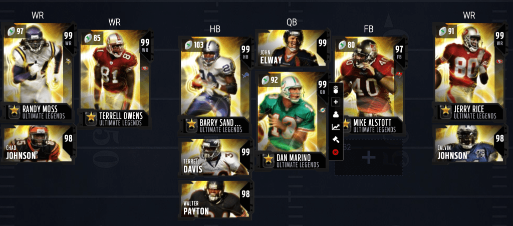 MaddenShorts's tweet photo. Full Ultimate Legends Theme Team Madden 19 Ultimate Team Version 5. #MUT #MUT19 #Madden #NFL #Madden19 #UltimateLegends #ThemeTeam #Football #Ultimate Team #MUTSeason https://t.co/Rlws2eaSDh https://t.co/bNYRb472QO