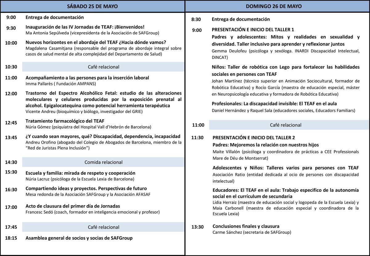 SAFgroupSpain's tweet image. IV Jornadas sobre el Trastorno del Espectro Alcohólico Fetal (TEAF)
EL SÍNDROME ALCOHÓLICO FETAL: Un mundo de opciones por descubrir