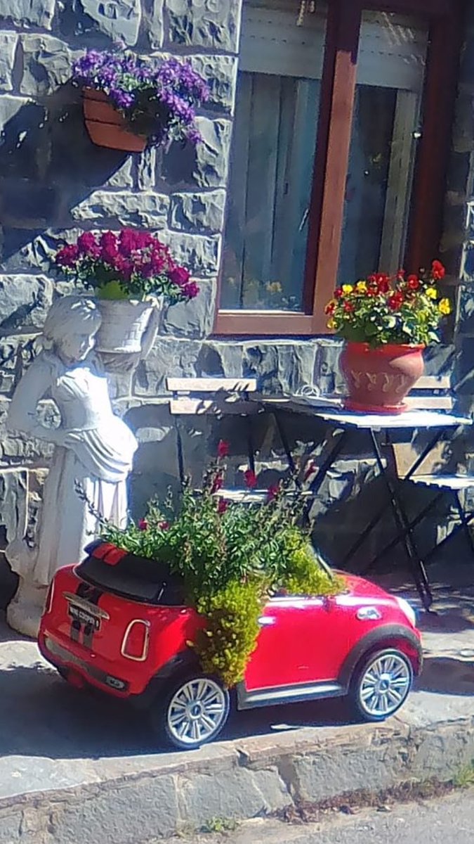 Mi madre es lo mas con la jardinería #modernaella #mamaeslomas #cochereciclado #ferrarideladecoracion