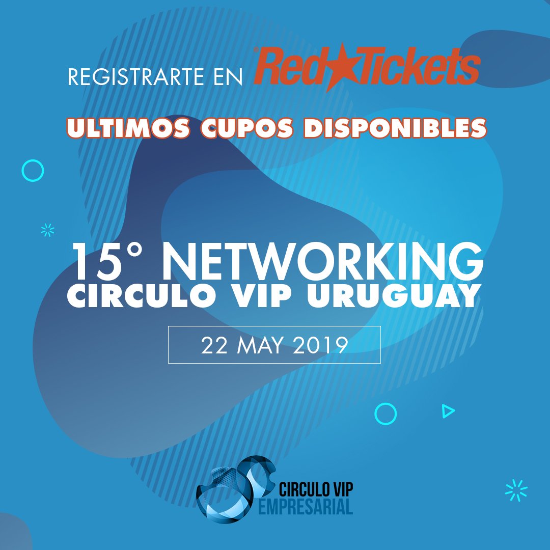 Últimos Cupos disponibles para el 15º Networking Círculo VIP Empresarial

"Que no te lo cuenten, acompáñanos y vive la experiencia"

📅Miércoles 22 Mayo 2019
🕠18:30 a 21:30 Horas
📍 Esplendor by Wyndham Montevideo

Cupos en:
bit.ly/registro_Circu…