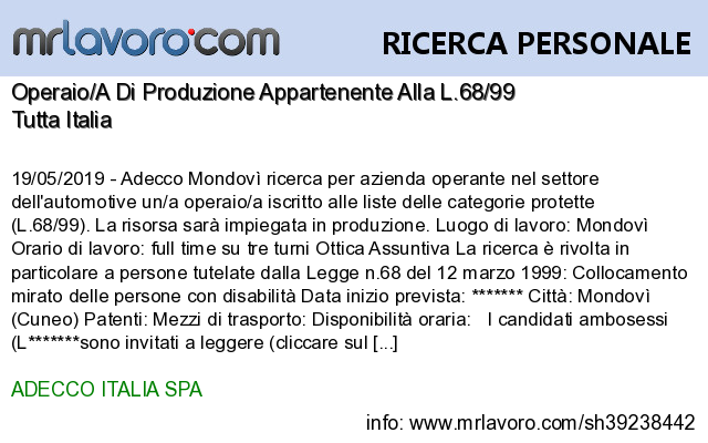 mrlavoro's tweet photo. Nuova offerta di #lavoro
Operaio/A Di Produzione Appartenente Alla L.68/99
Maggiori dettagli qui:
https://t.co/wZ9Rb00bwZ https://t.co/Bru1cmXj1Y