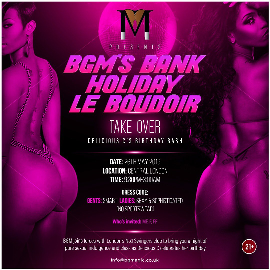 leboudoirclub's tweet photo. Get ready for some Black Girl Magic - BGM party takeover at le Boudoir, Sunday 26 May - #HomeOfHotParties #chic #libertines #swinging #nightclub #party #London #orgy #swingersclub #sex #sexy #london #swapping #threesome #hotwife #gangbang https://t.co/QumxrzBzLW https://t.co/JDcMlZzc52