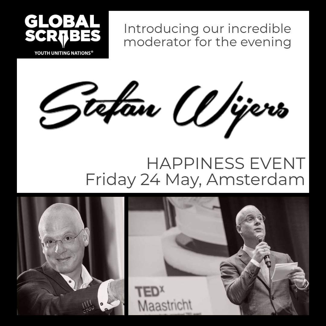 SWorldYouth's tweet photo. How lucky are we to have the incredible @StefanWijers moderating our #Happiness Event in #Amsterdam on Friday 24 May! 🤗👏

For more info reach out to stine@globalscribes.org

#Fundraiser #Event #rent24 #SocialGood #TechForGood #EdTech #YouthUnitingNations https://t.co/VE9rnCOFkg
