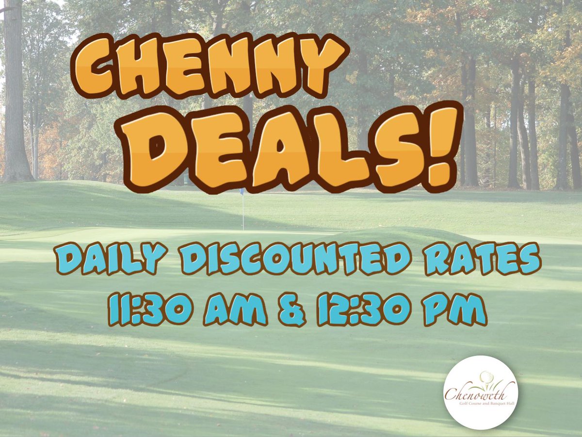 Now through the rest of May take advantage of our daily "Chenny Deals!" Book 11:30am or 12:30pm tee times at a discounted rate. You'll have to be act fast though as it's first come, first serve! #Akron #Ohio #Golf