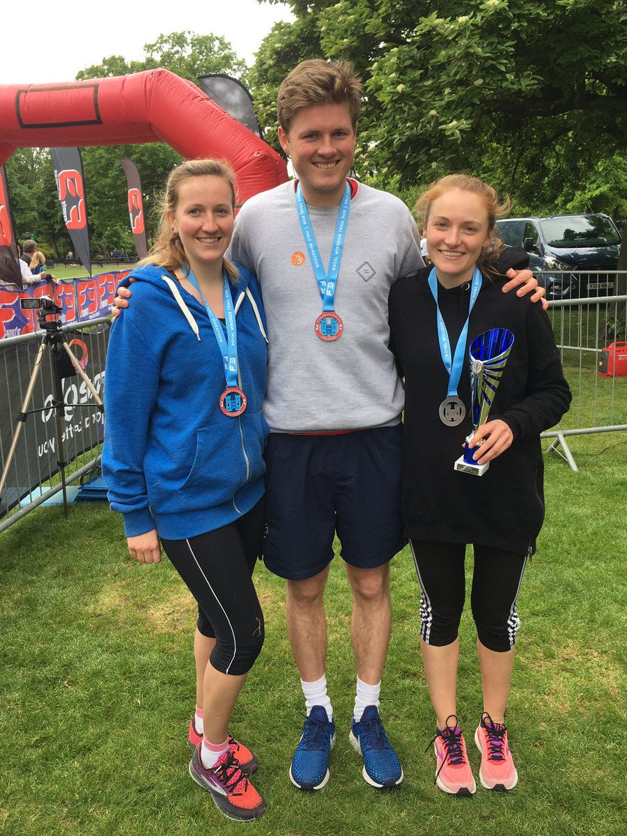 Holly, George and Izzy at a Royal half marathon in Windsor. Izzy with the cup for second place in 1 hour 35! #Windsorhalfmarathon