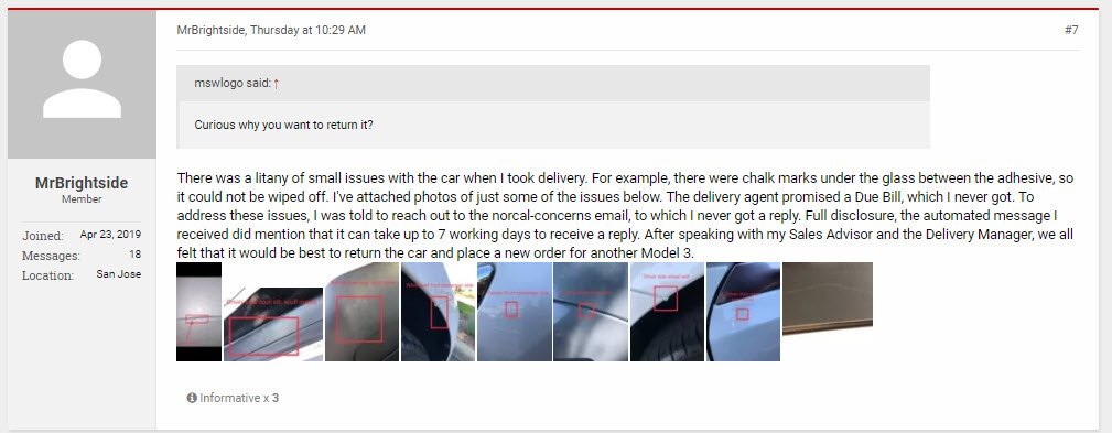 ShortingIsFun's tweet image. Some discussions on TMC about returns. My question is why would you accept this vehicle without first getting these paint issues repaired?

$TSLA #TeslaPaintIssues #TeslaDeliveryIssues