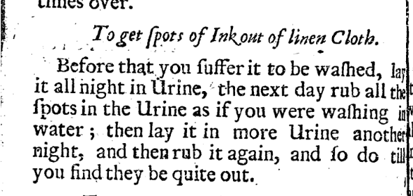 FolgerResearch's tweet photo. Ink-spots on your clothes? Try this #WoolleyWisdom from _The Compleat Servant Maid: Or, the Young Maidens Tutor_ (London, 1691) W3273.8, @FolgerLibrary. #BeforeFarmtoTable #WoolleyWeek https://t.co/YAXGqpM7lN