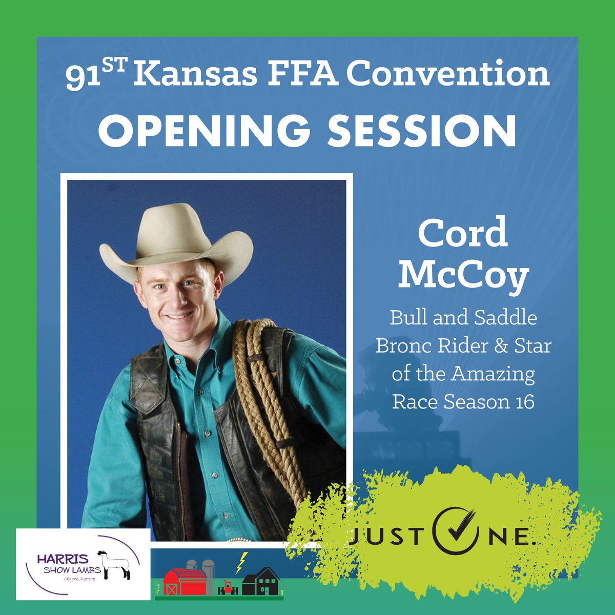 KansasFFA's tweet image. Only 10 days until we get to hear from @CordMcCoy, @LayniLeblanc, @lukeoleary13, and @mandyharvey at the 91st Kansas FFA Convention! #ksffa #justoneksffa