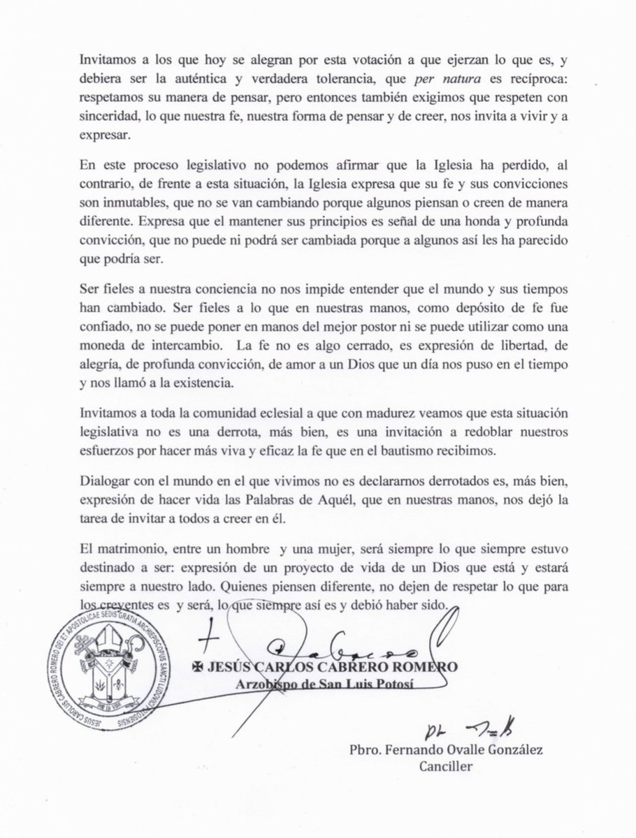 ArquidiocesiSLP's tweet photo. San Luis Potosí a 16 de mayo de 2019
Comunicado urgente https://t.co/KnKNC4OvAr