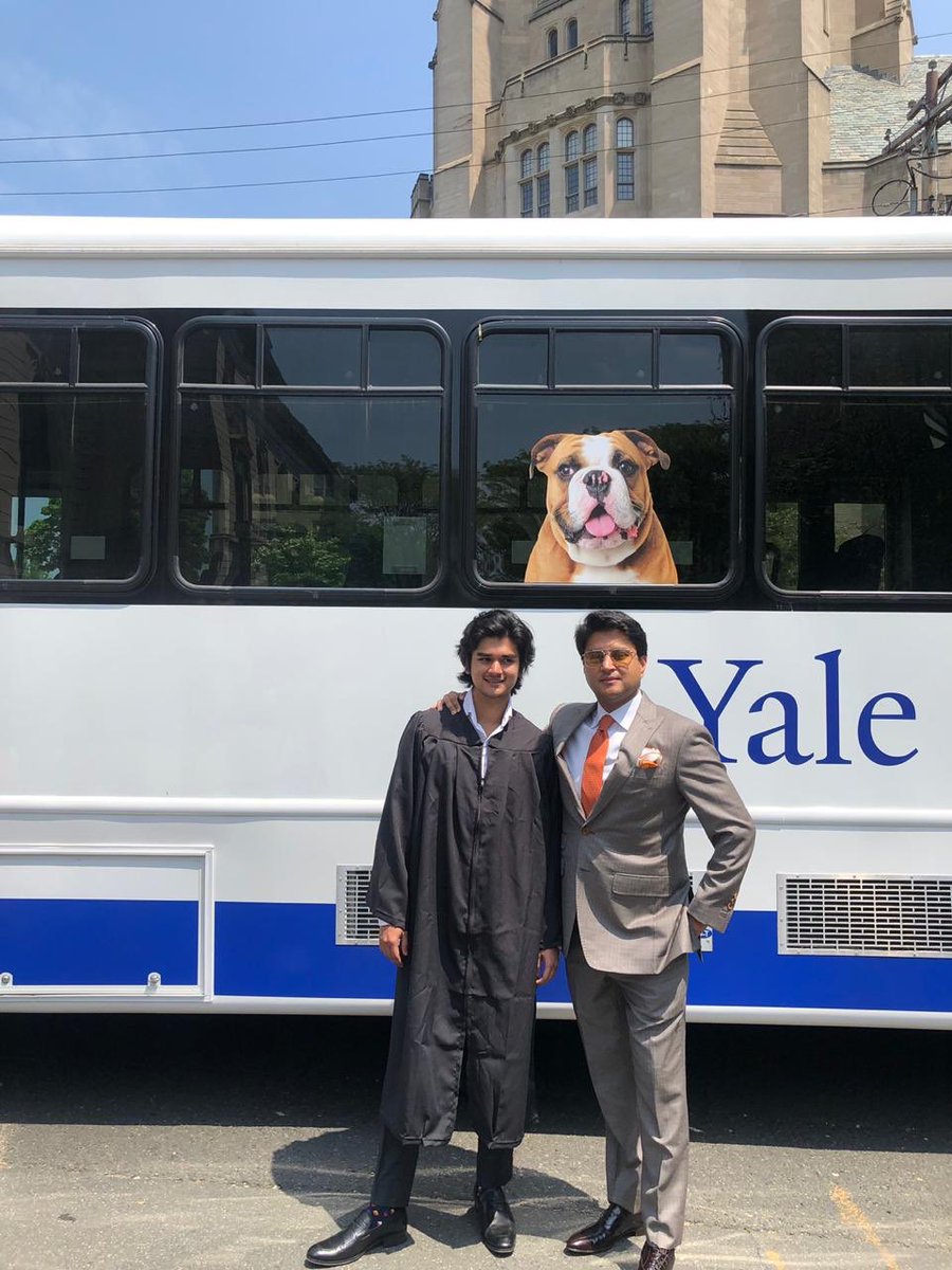 I feel extremely proud as a father today that my son @AScindia graduates from @Yale University. A special moment for the entire family.

Proud to be by your side as you graduate, son! 
#yalecollege #classof2019