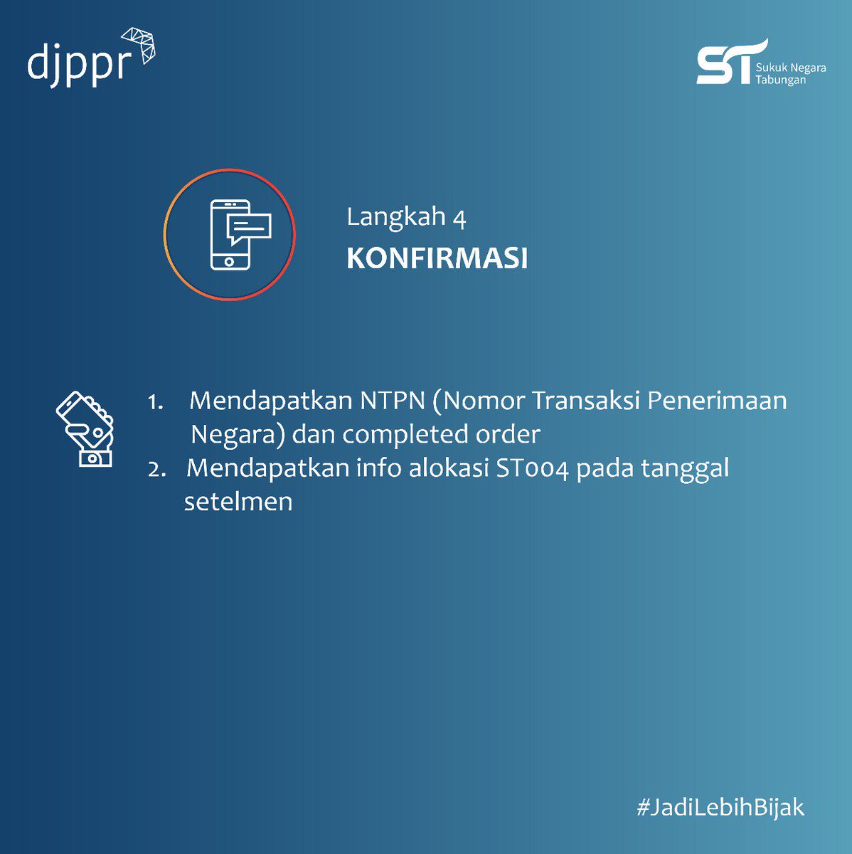 DJPPRkemenkeu's tweet photo. Kita bisa melaksanakan registrasi di mana saja dan kapan saja selama masa penawaran berlangsung. psst untuk #ST004 masa penawaran akan berakhir pada tanggal 21 Mei ini.. Jadi, tunggu apa lagi #rekans? Jangan sampai terlewat ya 😊 https://t.co/QnKEqGhQBp