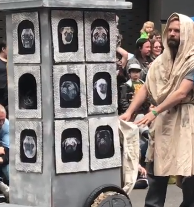 fermixalot's tweet photo. @OregonHumane and @pacificpugs Game of Thrones themed Pug Crawl is exactly the energy I needed for the finale tonight #pdxpugcrawl #gameofthrones #ProtectGhost @netw3rk @MalloryRubin https://t.co/5PVkuDz65v