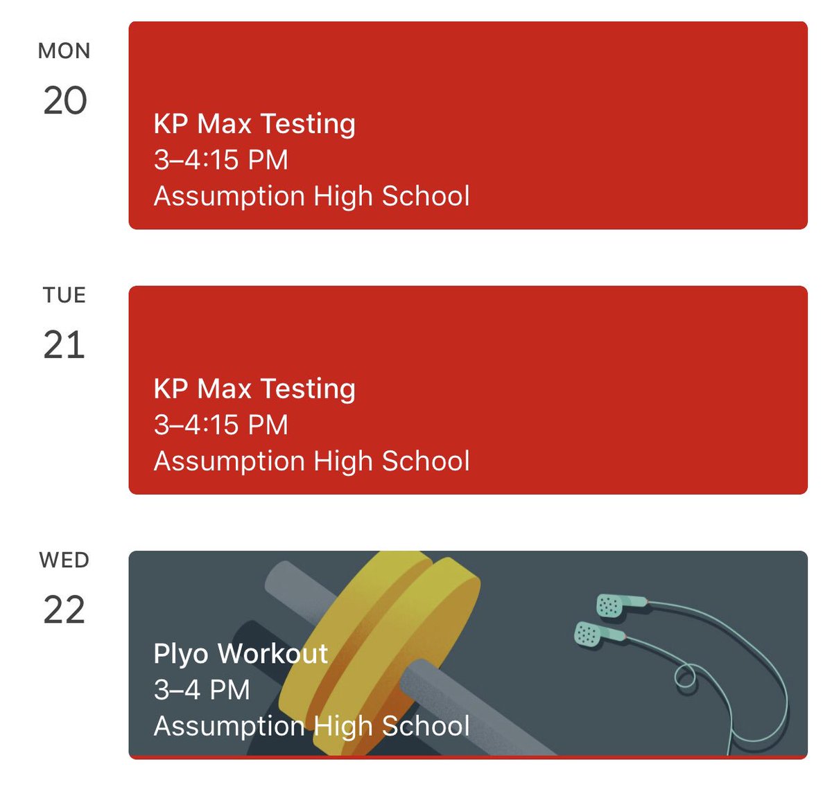 Monday Testing
◾️Hang Clean
◾️Vertical Max
◾️Broad Jump

Tuesday Testing
◾️Back Squat
◾️Bench Press

No AM sessions this week. Get some sleep and study hard!