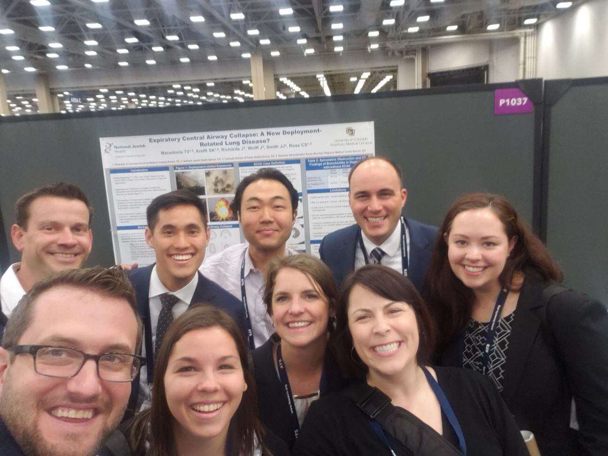 DenPulm's tweet photo. Colorado does ATS 2019! Fantastic poster presentations on Day 1. Looking forward to what else is in store for us. #UniversityofColorado #NationalJewish #theBigCgoestotheBigD https://t.co/pvwXxeR8gu