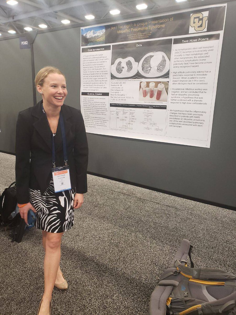 DenPulm's tweet photo. Colorado does ATS 2019! Fantastic poster presentations on Day 1. Looking forward to what else is in store for us. #UniversityofColorado #NationalJewish #theBigCgoestotheBigD https://t.co/pvwXxeR8gu