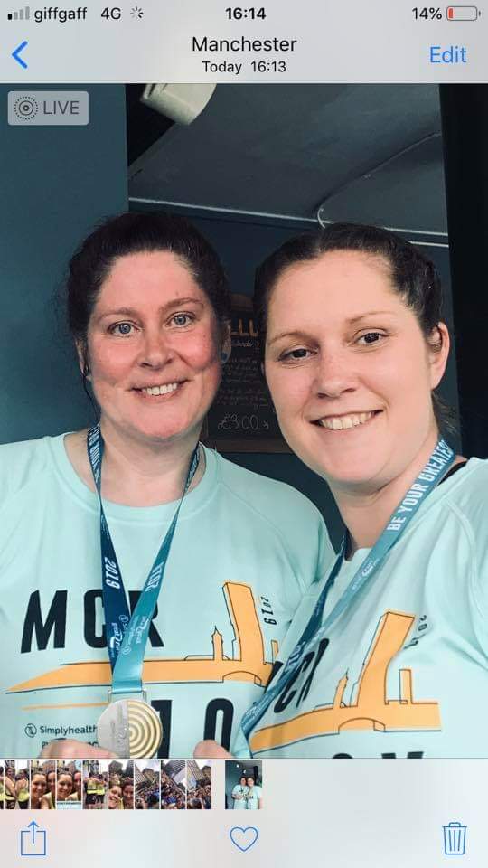 JKateG's tweet photo. Superb day with @RFR3101 at the Manchester @Great_Run celebrating our amazing foster carers from @SMBC_Fostering 
#getinspired #manchester10k #manchesterbee 🐝 #welovemanchester
#dosomething #longfellapoet
#fosterforstockport
#GreatManchesterRun https://t.co/qQw8W3IRon
