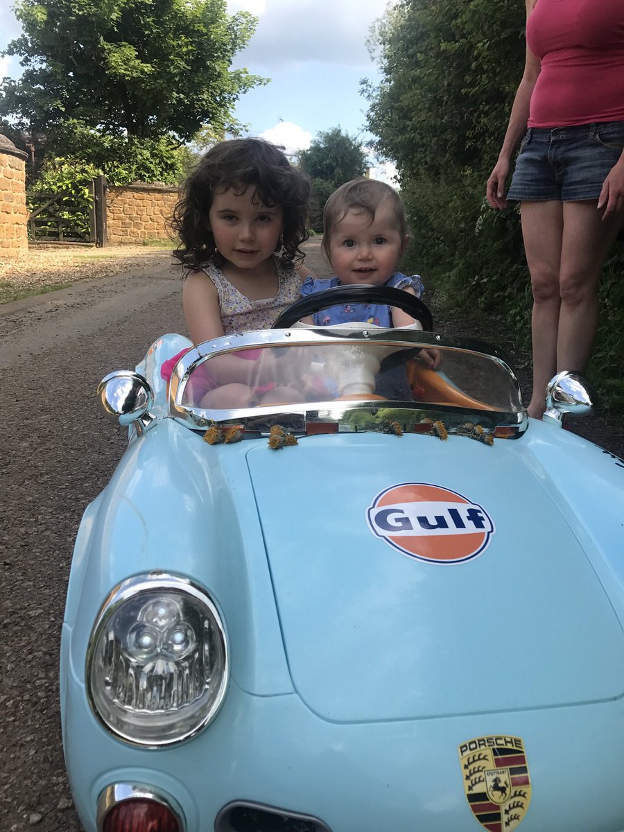ThegrumpyE's tweet photo. Time for Harriet to hand over her car to her younger sister. Made a bit of progress today. Good bye Gulf Porsche that I did for H. #futurebrabhamdriver https://t.co/70OGSiWrsc
