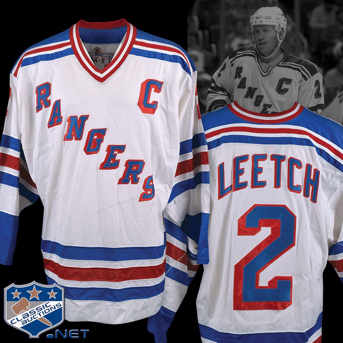 classic_auction's tweet photo. Lot 235 :
Brian Leetch's 1997-98 New York Rangers Game-Worn Captain's Jersey with Team LOA - Photo-Matched!
#Spring2019Auction -- Bidding Ends June18th
https://t.co/A6jpZLzoUm
#BrianLeetch #Leetch #NewYorkRangers #Rangers #GameWorn #Jersey #SportsMemorabilia #Memorabilia https://t.co/CskRMDXq0B