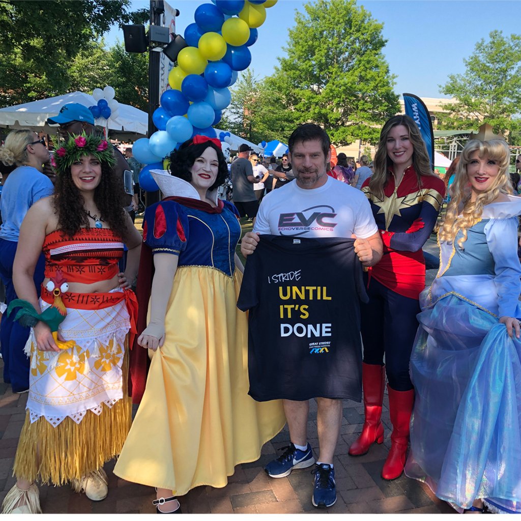 EVC_Comics's tweet photo. Captain Marvel and a few Disney Princesses made their way to to #GreatStridesATL to show their support. 
#breathe #hope #65roses #awareness #djsdudes #brendenallen#frozen #snowwhite #Moana #BrieLarson #captainmarvel #hero #comicbook #keanureeves #johnwick #hughjackman #wolverine https://t.co/2YRabuTc8L