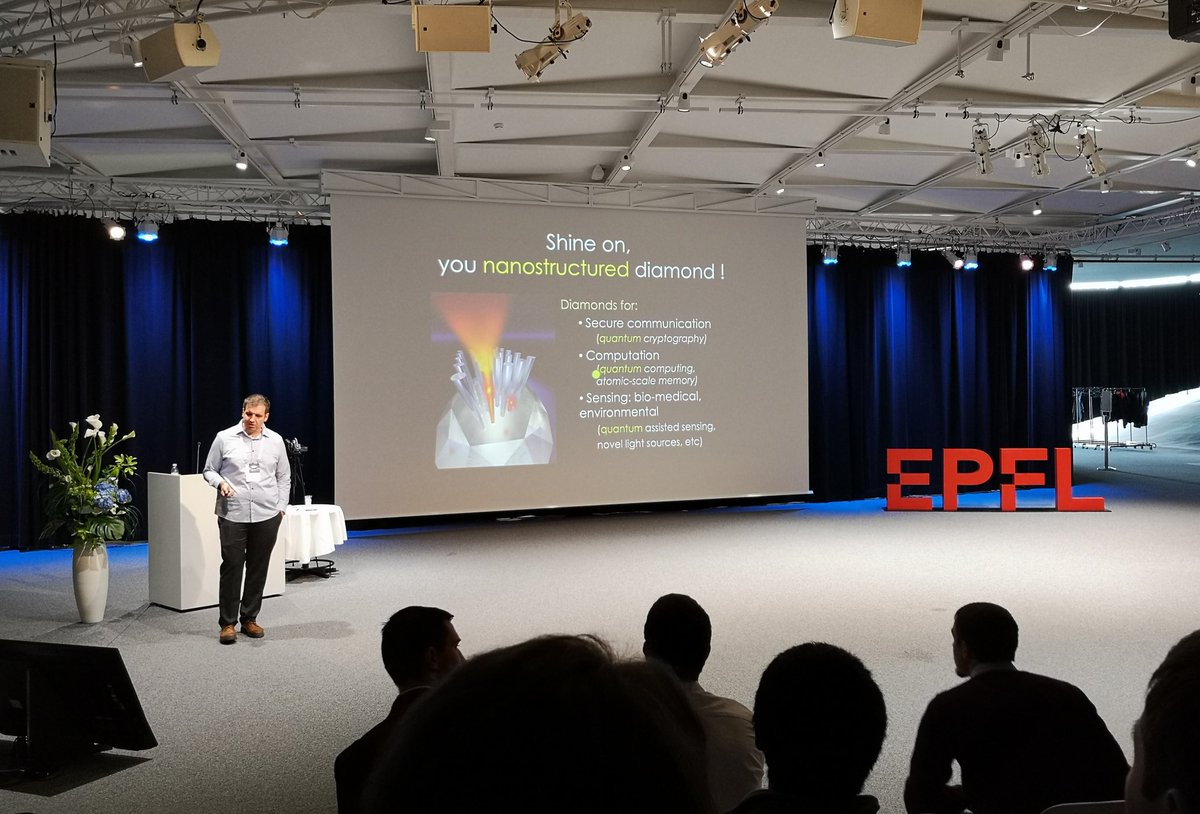 Qnami_'s tweet photo. #latsis #diamondphotonics workshop kicked off this evening with the public talk of Prof Marco Loncar. #quantumwave #diamonds #quantumfoundry https://t.co/AJILLo4RGE