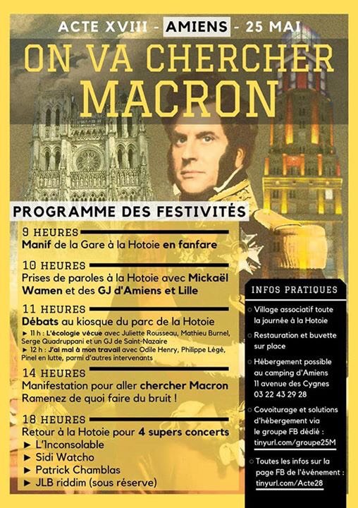 Acte XVIII #onvacherchermacron 25 mai #Amiens @DuRefractaires manif, débat,  concert #sidiwacho . Jonction avec la #marchepourleclimat