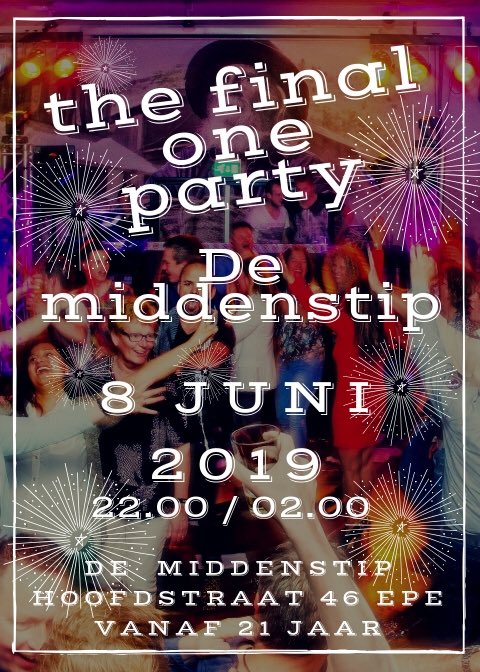 Op 8 juni geven wij ons laatste 80’s/ 90’s / zero’s feest “ The Final One”!
Kom nog een keer genieten van de hits van de 80’s / 90’s &amp; zero’s! Want na deze editie sluiten wij de deuren van ons bedrijf voorgoed!
Nog een keer genieten en dansen bij Foodlovers @ de Middenstip!