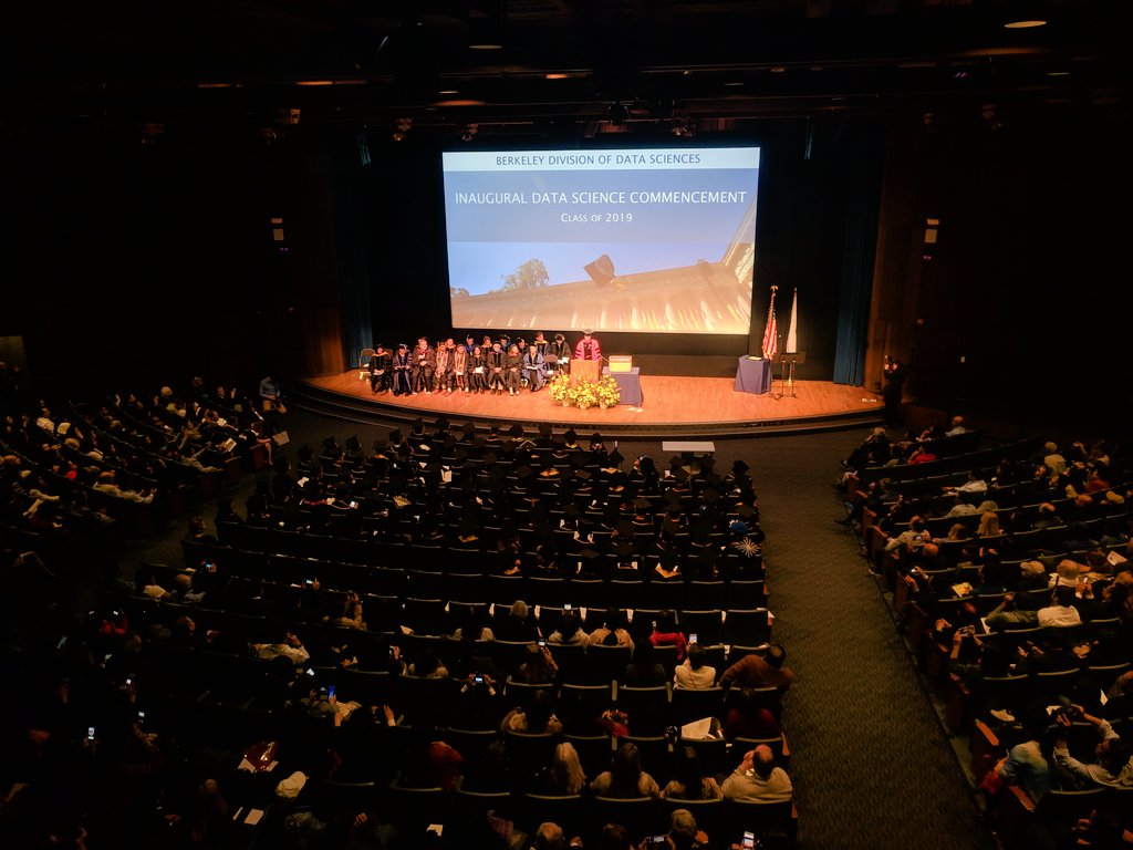 BerkeleyCDSS's tweet image. &quot;You didn&apos;t just *take* #DataScience courses. You helped CREATE them and TEACH them.&apos;&quot; - Prof @CathrynCarson notes reflections from students, highlighting service, invention, experiential learning. #CalGrad #CalDataSci19