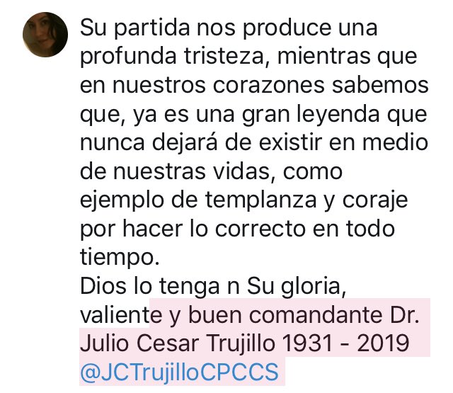 dtks01's tweet photo. Dios lo tenga en Su gloria, valiente y buen comandante Dr. Julio Cesar Trujillo 1931 - 2019 @JCTrujilloCPCCS @CristinaReyesec @LaPosta_Ecu @AsambleaEcuador @Lenin @EjercitoECU @PoliciaEcuador @fabovillamar fin del 5to. poder #firmasporlalibertad https://t.co/VYfaorg4xQ