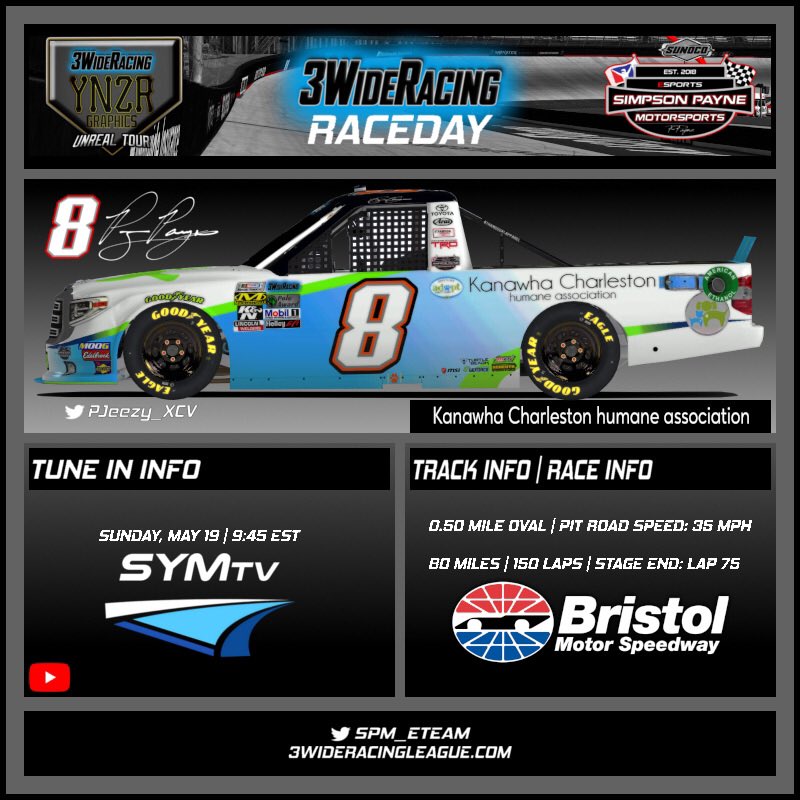 SPM_eTeam's tweet photo. It’s @3WideRCN @YNZRGraphics Truck Series Raceday! Catch all the battles from The Last Great Colosseum @BMSupdates LIVE only on @sym_tv ! 9:45 pm EST
https://t.co/yYZXsKaVsb
#SPMotorsports | #TeamToyota #DropTheHammer | #AllF8ith https://t.co/KNdfVLd6aF