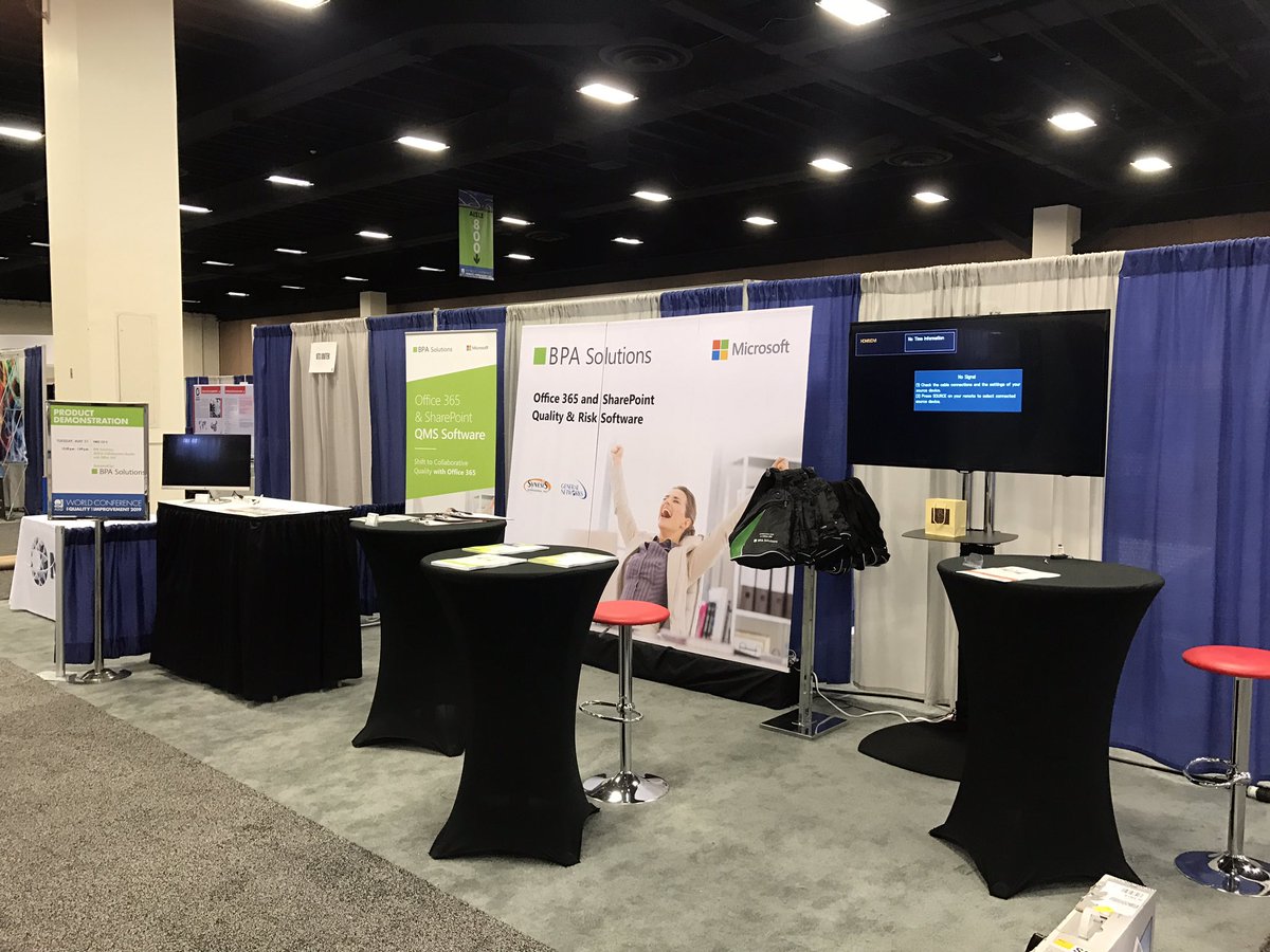 BorisLutz's tweet photo. Booth is up, ready for the #ASQ welcome party tonight in Fort Worth TX. Collaborative #Quality on #Office365 https://t.co/6SU8WbCfaw