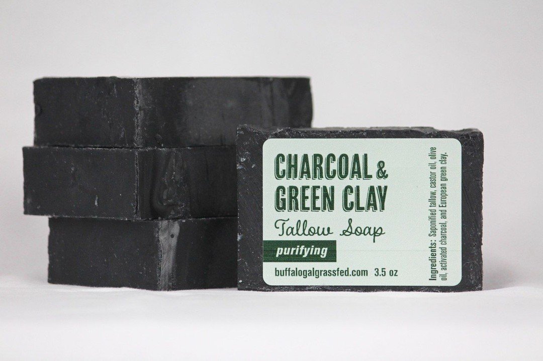 Start your week off with a deep skin cleanse using #BuffaloGalBeauty's Charcoal &amp; Green Clay Tallow Soap. 

This unscented soap is made with only natural ingredients, including buffalo tallow sourced from Carrell Farms, charcoal, and french green clay. 

bit.ly/2VA476z