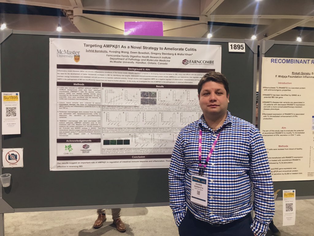 khanserotonin's tweet photo. Our postdoc @suhrid_banskota at the poster session #DDW19 #AGA https://t.co/dNKxOowC9W