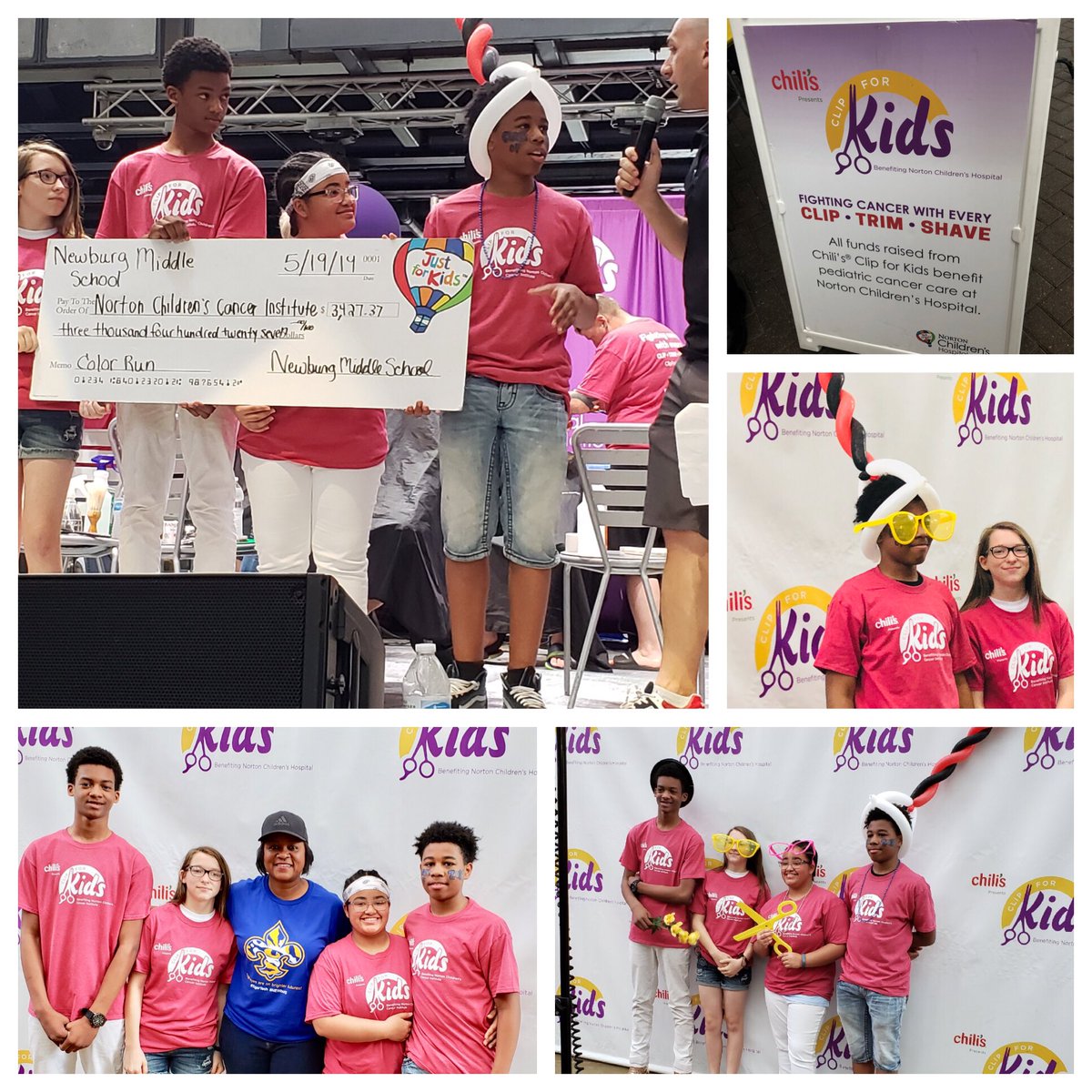 Nicole_Adell's tweet photo. Talk about PROUD!... 4 of Newburg‘s 8th Gr. Ss created, implemented & led their peers in Newburg‘s 1st Annual Color Walk this past March. Today, these student leaders were recognized & celebrated by @4thstlive and Norton Children’s! #HelpingOthersMatters https://t.co/IUcYhx5g06