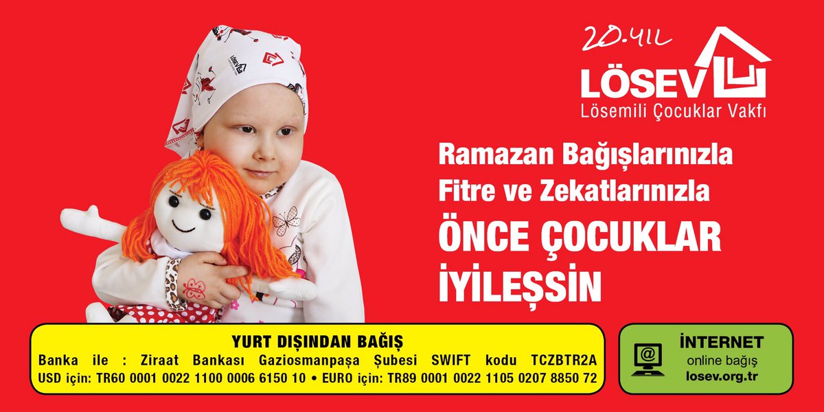 #Ramazan⁠⁠ Bağışlarınızla
Fitre ve Zekatlarınızla
#ÖnceÇocuklarİyileşsin 

🔗losev.org.tr/ramazan
🏦Banka Bağış Ekranlarından LÖSEV
📞03124470660